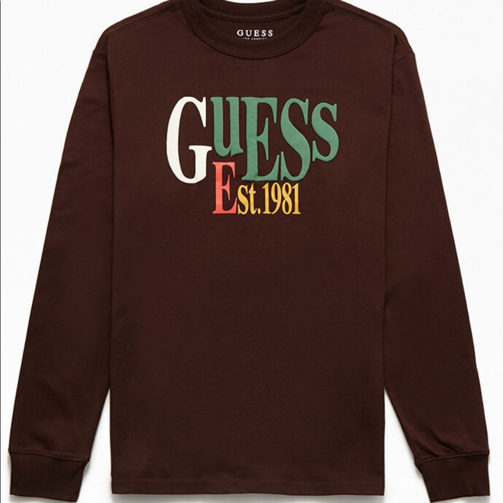 GUESS Stacked Logo Mens Long Sleeve SZ M